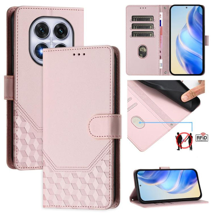 Funda para teléfono de cuero RFID con relieve en forma de panal, For Redmi A7 Pro 171mm / Poco C85x 5G, For Redmi 15a 5G, For Redmi Turbo 5 Max / Poco X8 Pro Max, For Redmi Turbo 5 5G Global / Poco X8 Pro 5G                                             ...