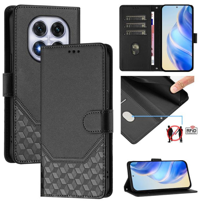 Funda para teléfono de cuero RFID con relieve en forma de panal, For Redmi A7 Pro 171mm / Poco C85x 5G, For Redmi 15a 5G, For Redmi Turbo 5 Max / Poco X8 Pro Max, For Redmi Turbo 5 5G Global / Poco X8 Pro 5G                                             ...