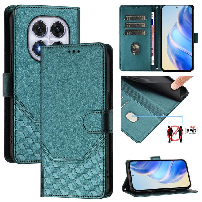 Funda para teléfono de cuero RFID con relieve en forma de panal, For Redmi A7 Pro 171mm / Poco C85x 5G, For Redmi 15a 5G, For Redmi Turbo 5 Max / Poco X8 Pro Max, For Redmi Turbo 5 5G Global / Poco X8 Pro 5G                                             ...