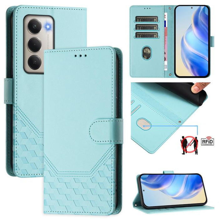 Funda para teléfono de cuero RFID con relieve en forma de panal, For Redmi A7 Pro 171mm / Poco C85x 5G, For Redmi 15a 5G, For Redmi Turbo 5 Max / Poco X8 Pro Max, For Redmi Turbo 5 5G Global / Poco X8 Pro 5G                                             ...