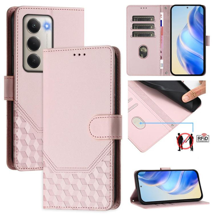 Funda para teléfono de cuero RFID con relieve en forma de panal, For Redmi A7 Pro 171mm / Poco C85x 5G, For Redmi 15a 5G, For Redmi Turbo 5 Max / Poco X8 Pro Max, For Redmi Turbo 5 5G Global / Poco X8 Pro 5G                                             ...
