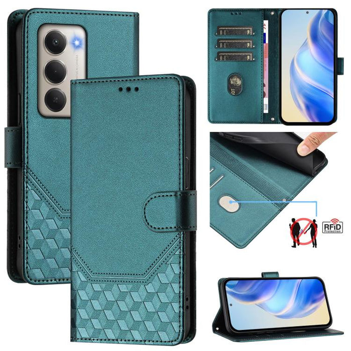 Funda para teléfono de cuero RFID con relieve en forma de panal, For Redmi A7 Pro 171mm / Poco C85x 5G, For Redmi 15a 5G, For Redmi Turbo 5 Max / Poco X8 Pro Max, For Redmi Turbo 5 5G Global / Poco X8 Pro 5G                                             ...