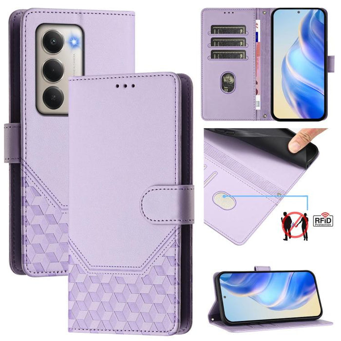 Funda para teléfono de cuero RFID con relieve en forma de panal, For Redmi A7 Pro 171mm / Poco C85x 5G, For Redmi 15a 5G, For Redmi Turbo 5 Max / Poco X8 Pro Max, For Redmi Turbo 5 5G Global / Poco X8 Pro 5G                                             ...