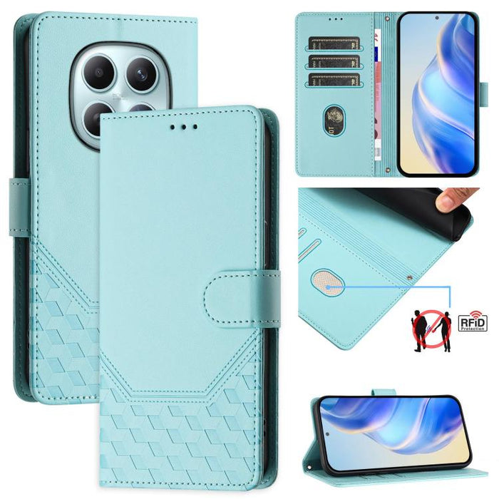 Funda para teléfono de cuero RFID con relieve en forma de panal, For Redmi A7 Pro 171mm / Poco C85x 5G, For Redmi 15a 5G, For Redmi Turbo 5 Max / Poco X8 Pro Max, For Redmi Turbo 5 5G Global / Poco X8 Pro 5G                                             ...