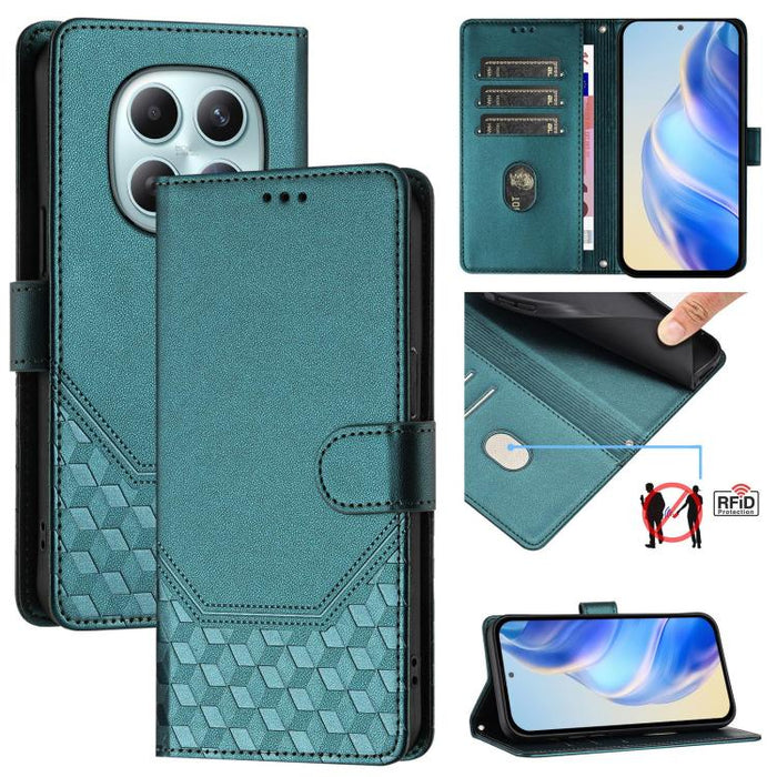 Funda para teléfono de cuero RFID con relieve en forma de panal, For Redmi A7 Pro 171mm / Poco C85x 5G, For Redmi 15a 5G, For Redmi Turbo 5 Max / Poco X8 Pro Max, For Redmi Turbo 5 5G Global / Poco X8 Pro 5G                                             ...
