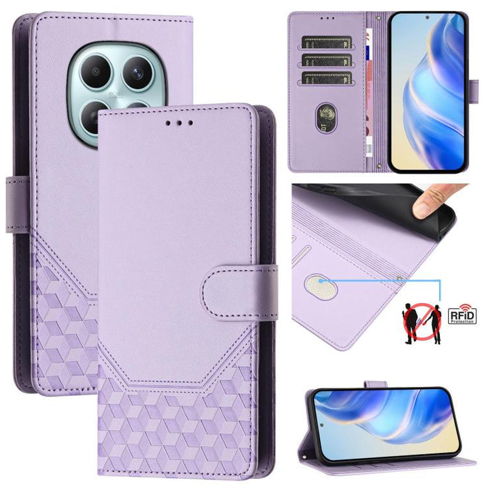Funda para teléfono de cuero RFID con relieve en forma de panal, For Redmi A7 Pro 171mm / Poco C85x 5G, For Redmi 15a 5G, For Redmi Turbo 5 Max / Poco X8 Pro Max, For Redmi Turbo 5 5G Global / Poco X8 Pro 5G                                             ...