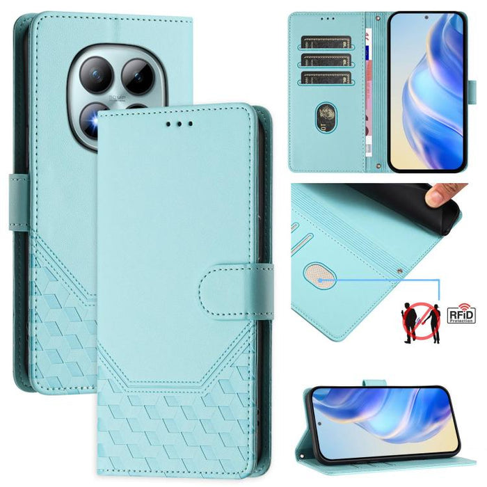 Funda para teléfono de cuero RFID con relieve en forma de panal, For Redmi A7 Pro 171mm / Poco C85x 5G, For Redmi 15a 5G, For Redmi Turbo 5 Max / Poco X8 Pro Max, For Redmi Turbo 5 5G Global / Poco X8 Pro 5G                                             ...