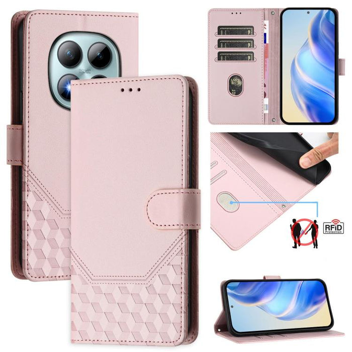 Funda para teléfono de cuero RFID con relieve en forma de panal, For Redmi A7 Pro 171mm / Poco C85x 5G, For Redmi 15a 5G, For Redmi Turbo 5 Max / Poco X8 Pro Max, For Redmi Turbo 5 5G Global / Poco X8 Pro 5G                                             ...