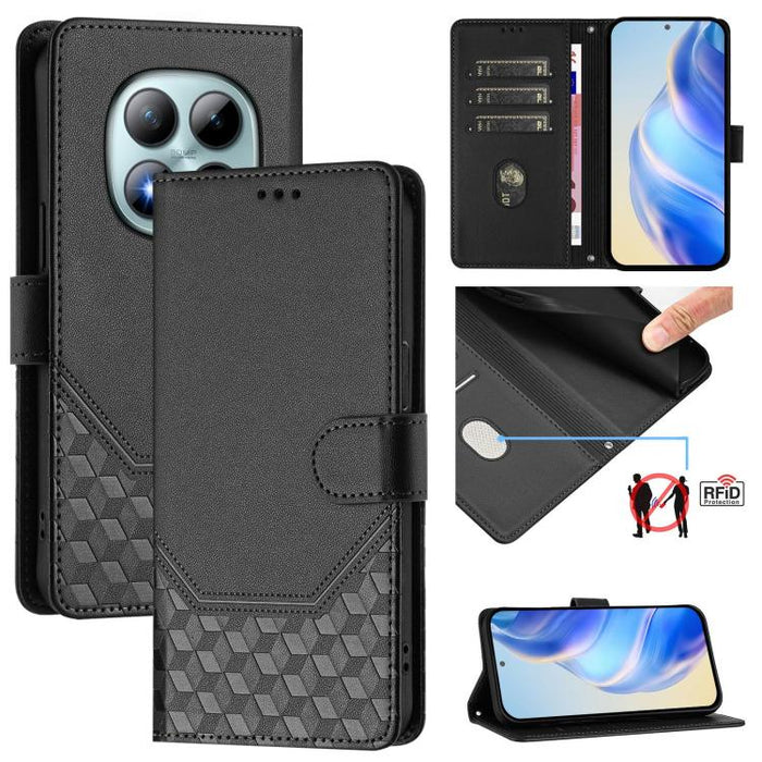 Funda para teléfono de cuero RFID con relieve en forma de panal, For Redmi A7 Pro 171mm / Poco C85x 5G, For Redmi 15a 5G, For Redmi Turbo 5 Max / Poco X8 Pro Max, For Redmi Turbo 5 5G Global / Poco X8 Pro 5G                                             ...