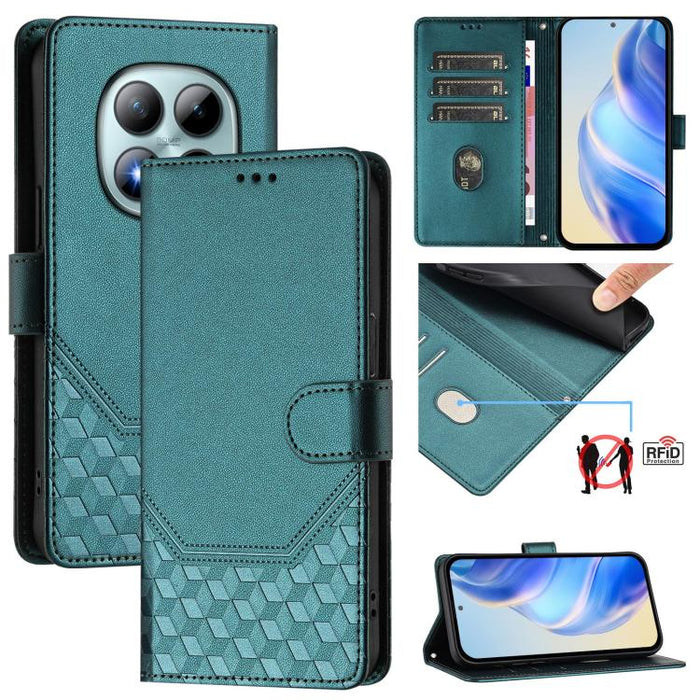 Funda para teléfono de cuero RFID con relieve en forma de panal, For Redmi A7 Pro 171mm / Poco C85x 5G, For Redmi 15a 5G, For Redmi Turbo 5 Max / Poco X8 Pro Max, For Redmi Turbo 5 5G Global / Poco X8 Pro 5G                                             ...