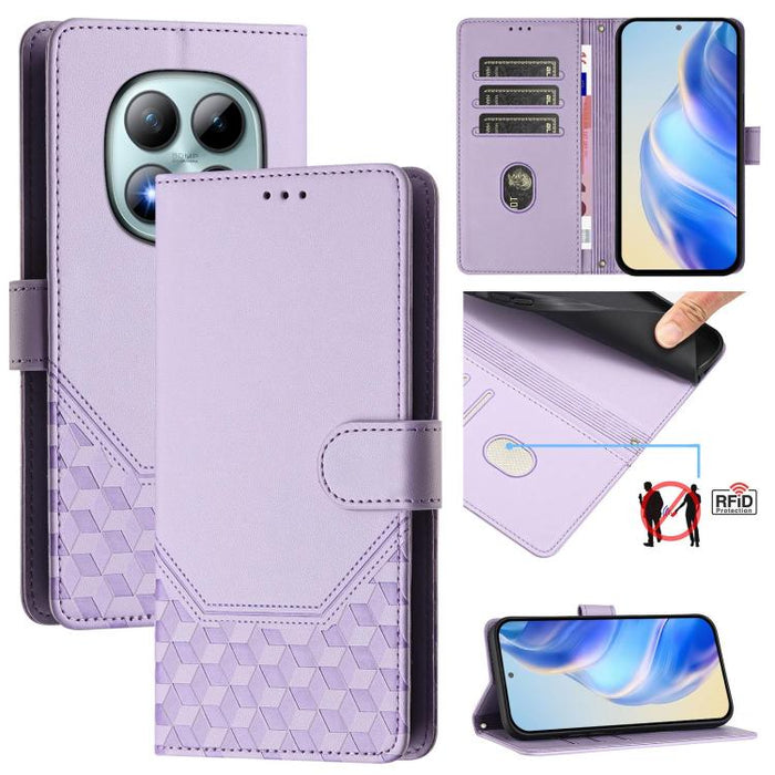 Funda para teléfono de cuero RFID con relieve en forma de panal, For Redmi A7 Pro 171mm / Poco C85x 5G, For Redmi 15a 5G, For Redmi Turbo 5 Max / Poco X8 Pro Max, For Redmi Turbo 5 5G Global / Poco X8 Pro 5G                                             ...