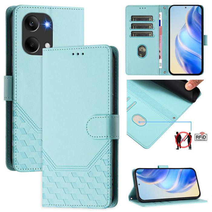 Funda para teléfono de cuero RFID con relieve en forma de panal, For Redmi A7 Pro 171mm / Poco C85x 5G, For Redmi 15a 5G, For Redmi Turbo 5 Max / Poco X8 Pro Max, For Redmi Turbo 5 5G Global / Poco X8 Pro 5G                                             ...
