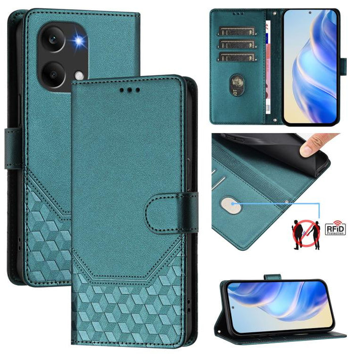Funda para teléfono de cuero RFID con relieve en forma de panal, For Redmi A7 Pro 171mm / Poco C85x 5G, For Redmi 15a 5G, For Redmi Turbo 5 Max / Poco X8 Pro Max, For Redmi Turbo 5 5G Global / Poco X8 Pro 5G                                             ...