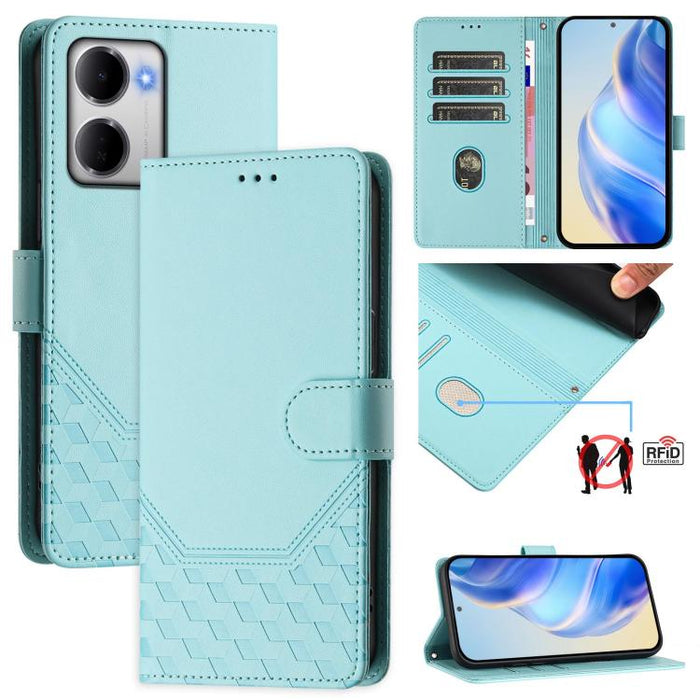 Funda para teléfono de cuero RFID con relieve en forma de panal, For Redmi A7 Pro 171mm / Poco C85x 5G, For Redmi 15a 5G, For Redmi Turbo 5 Max / Poco X8 Pro Max, For Redmi Turbo 5 5G Global / Poco X8 Pro 5G                                             ...