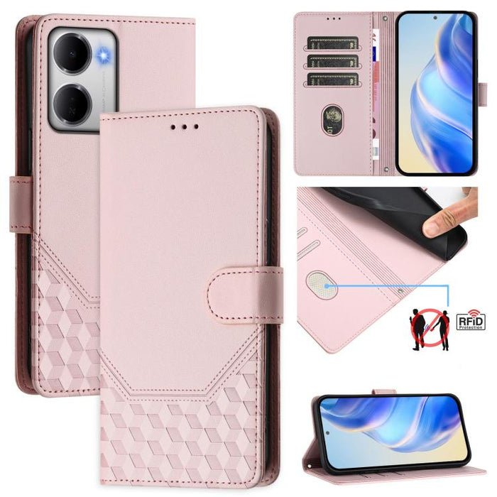 Funda para teléfono de cuero RFID con relieve en forma de panal, For Redmi A7 Pro 171mm / Poco C85x 5G, For Redmi 15a 5G, For Redmi Turbo 5 Max / Poco X8 Pro Max, For Redmi Turbo 5 5G Global / Poco X8 Pro 5G                                             ...