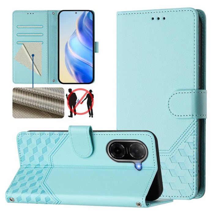 Funda para teléfono de cuero RFID con relieve en forma de panal, For Redmi A7 Pro 171mm / Poco C85x 5G, For Redmi 15a 5G, For Redmi Turbo 5 Max / Poco X8 Pro Max, For Redmi Turbo 5 5G Global / Poco X8 Pro 5G                                             ...