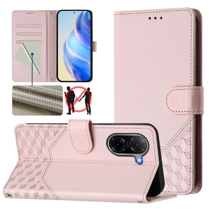 Funda para teléfono de cuero RFID con relieve en forma de panal, For Redmi A7 Pro 171mm / Poco C85x 5G, For Redmi 15a 5G, For Redmi Turbo 5 Max / Poco X8 Pro Max, For Redmi Turbo 5 5G Global / Poco X8 Pro 5G                                             ...