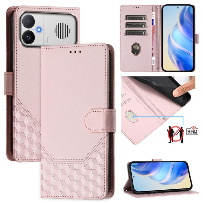 Funda para teléfono de cuero RFID con relieve en forma de panal, For Redmi A7 Pro 171mm / Poco C85x 5G, For Redmi 15a 5G, For Redmi Turbo 5 Max / Poco X8 Pro Max, For Redmi Turbo 5 5G Global / Poco X8 Pro 5G                                             ...