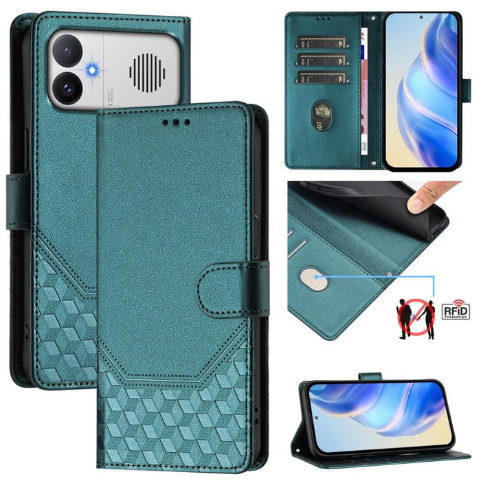 Funda para teléfono de cuero RFID con relieve en forma de panal, For Redmi A7 Pro 171mm / Poco C85x 5G, For Redmi 15a 5G, For Redmi Turbo 5 Max / Poco X8 Pro Max, For Redmi Turbo 5 5G Global / Poco X8 Pro 5G                                             ...