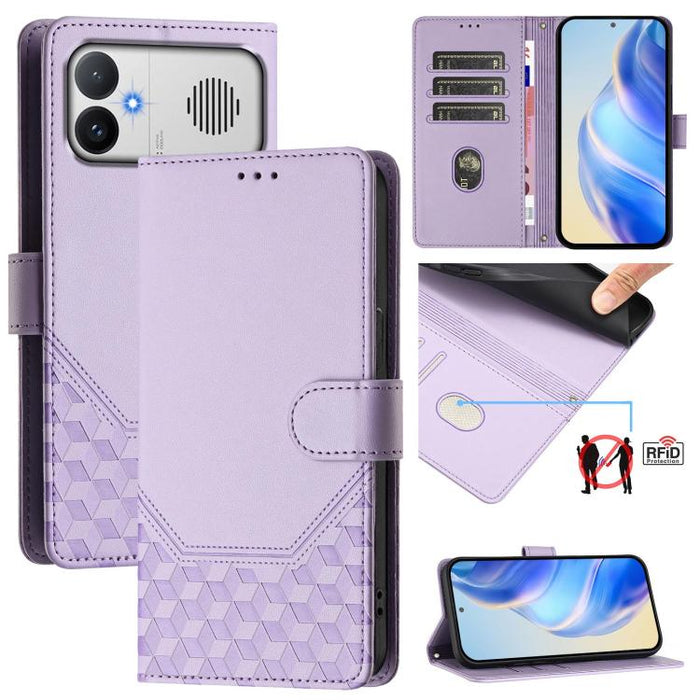 Funda para teléfono de cuero RFID con relieve en forma de panal, For Redmi A7 Pro 171mm / Poco C85x 5G, For Redmi 15a 5G, For Redmi Turbo 5 Max / Poco X8 Pro Max, For Redmi Turbo 5 5G Global / Poco X8 Pro 5G                                             ...