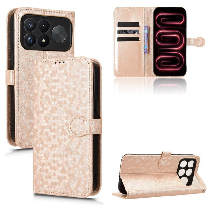 Funda de cuero para teléfono con textura de puntos en forma de panal, For Xiaomi 17 Max 5G, For Xiaomi 17T Pro 5G, For Xiaomi 17T 5G, For Xiaomi 17 Ultra, For Xiaomi Poco M7 4G 171mm, For Xiaomi Civi 5 Pro 5G, For Xiaomi Poco F7 Pro 5G / F7 Ultra      ...