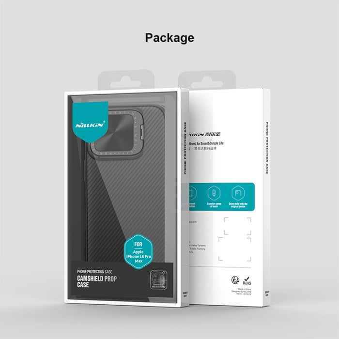 Funda para teléfono translúcida para PC NILLKIN CamShield Prop, For iPhone 16 Pro Max, For iPhone 16 Pro