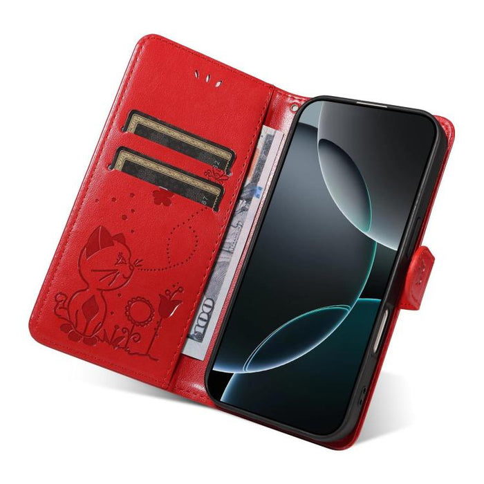 Funda de cuero con tapa para teléfono con estampado de gato y abeja, For Xiaomi 17 Max 5G, For Xiaomi 17T Pro 5G Global, For Xiaomi 17T 5G Global, For Xiaomi 17 Ultra, For Xiaomi 17 Pro Max, For Xiaomi 17, For Xiaomi Poco M7 4G 169mm                   ...