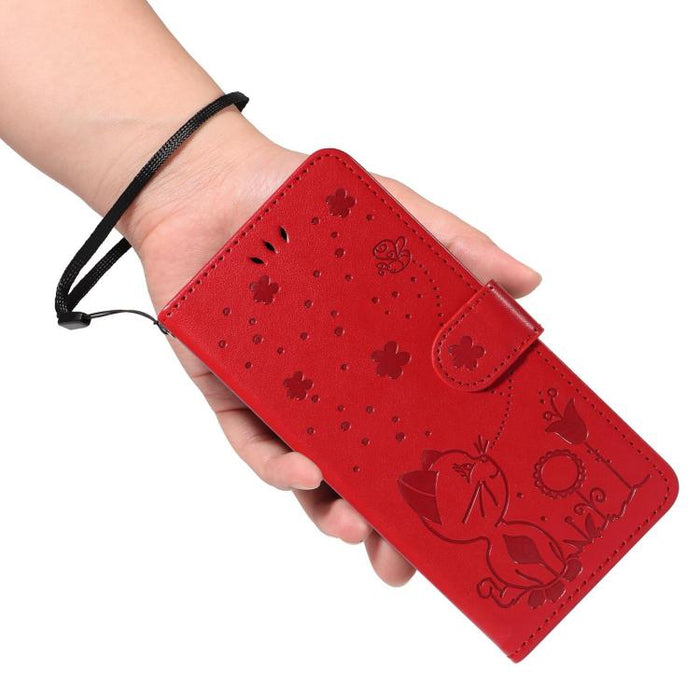 Funda de cuero con tapa para teléfono con estampado de gato y abeja, For Xiaomi 17 Max 5G, For Xiaomi 17T Pro 5G Global, For Xiaomi 17T 5G Global, For Xiaomi 17 Ultra, For Xiaomi 17 Pro Max, For Xiaomi 17, For Xiaomi Poco M7 4G 169mm                   ...