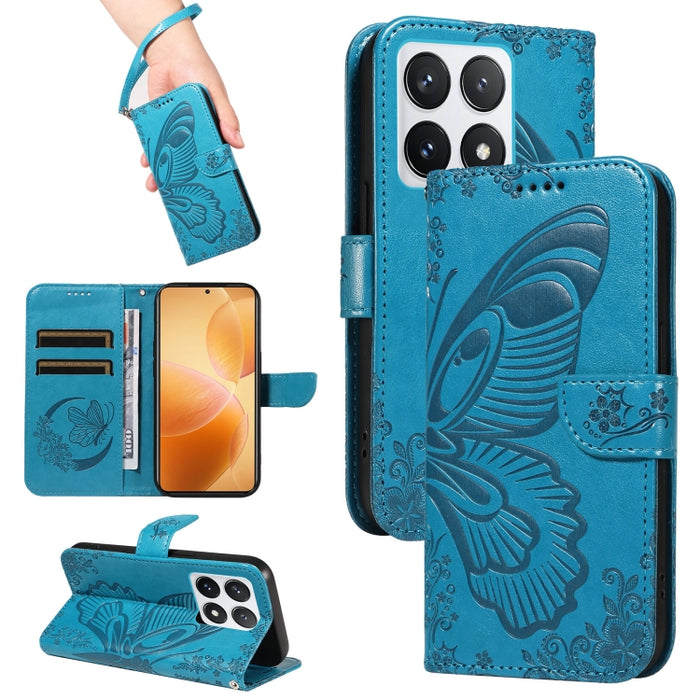 Funda de cuero para teléfono con relieve de mariposa de cola de golondrina, For Xiaomi 17 Max 5G, For Xiaomi 17T Pro 5G Global, For Xiaomi 17T 5G Global, For Xiaomi 17 Pro Max, For Xiaomi 17, For Xiaomi Poco M7 4G 169mm, For Xiaomi Poco M7 4G 171mm    ...