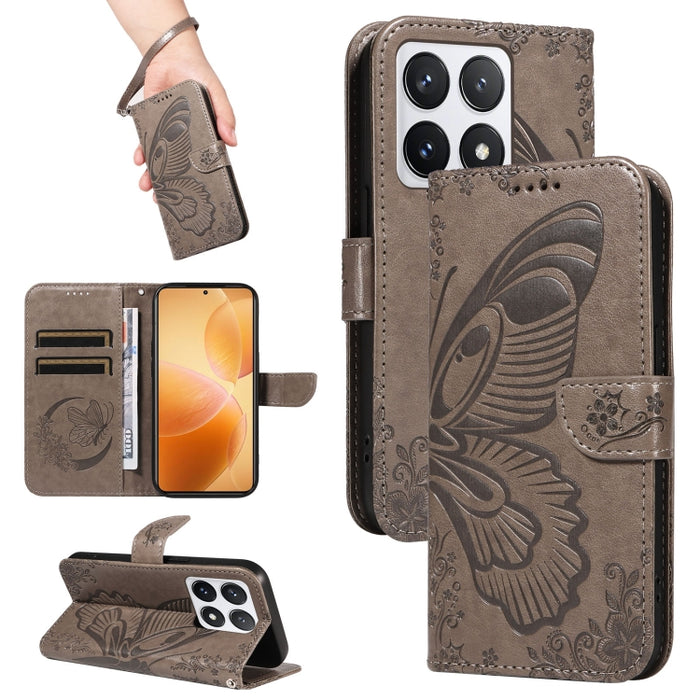 Funda de cuero para teléfono con relieve de mariposa de cola de golondrina, For Xiaomi 17 Max 5G, For Xiaomi 17T Pro 5G Global, For Xiaomi 17T 5G Global, For Xiaomi 17 Pro Max, For Xiaomi 17, For Xiaomi Poco M7 4G 169mm, For Xiaomi Poco M7 4G 171mm    ...