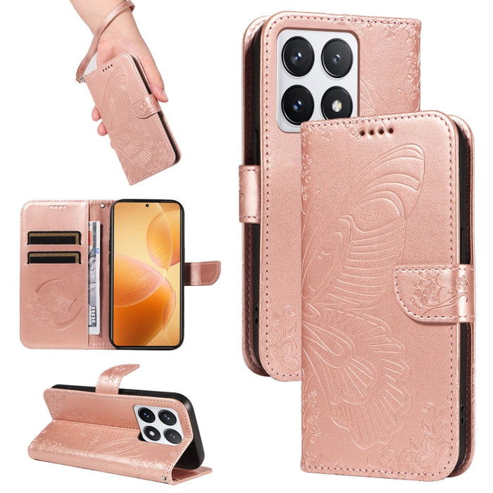 Funda de cuero para teléfono con relieve de mariposa de cola de golondrina, For Xiaomi 17 Max 5G, For Xiaomi 17T Pro 5G Global, For Xiaomi 17T 5G Global, For Xiaomi 17 Pro Max, For Xiaomi 17, For Xiaomi Poco M7 4G 169mm, For Xiaomi Poco M7 4G 171mm    ...