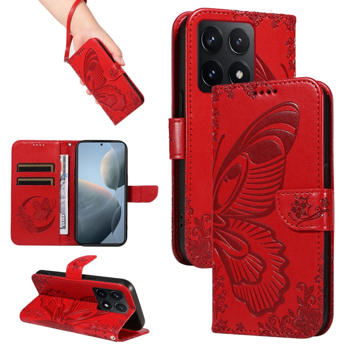 Funda de cuero para teléfono con relieve de mariposa de cola de golondrina, For Xiaomi 17 Max 5G, For Xiaomi 17T Pro 5G Global, For Xiaomi 17T 5G Global, For Xiaomi 17 Pro Max, For Xiaomi 17, For Xiaomi Poco M7 4G 169mm, For Xiaomi Poco M7 4G 171mm    ...