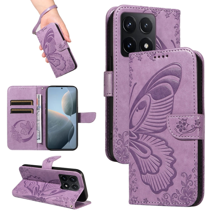 Funda de cuero para teléfono con relieve de mariposa de cola de golondrina, For Xiaomi 17 Max 5G, For Xiaomi 17T Pro 5G Global, For Xiaomi 17T 5G Global, For Xiaomi 17 Pro Max, For Xiaomi 17, For Xiaomi Poco M7 4G 169mm, For Xiaomi Poco M7 4G 171mm    ...