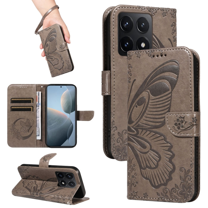 Funda de cuero para teléfono con relieve de mariposa de cola de golondrina, For Xiaomi 17 Max 5G, For Xiaomi 17T Pro 5G Global, For Xiaomi 17T 5G Global, For Xiaomi 17 Pro Max, For Xiaomi 17, For Xiaomi Poco M7 4G 169mm, For Xiaomi Poco M7 4G 171mm    ...