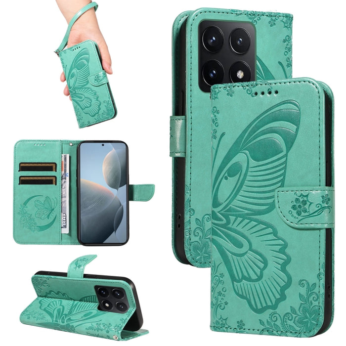 Funda de cuero para teléfono con relieve de mariposa de cola de golondrina, For Xiaomi 17 Max 5G, For Xiaomi 17T Pro 5G Global, For Xiaomi 17T 5G Global, For Xiaomi 17 Pro Max, For Xiaomi 17, For Xiaomi Poco M7 4G 169mm, For Xiaomi Poco M7 4G 171mm    ...