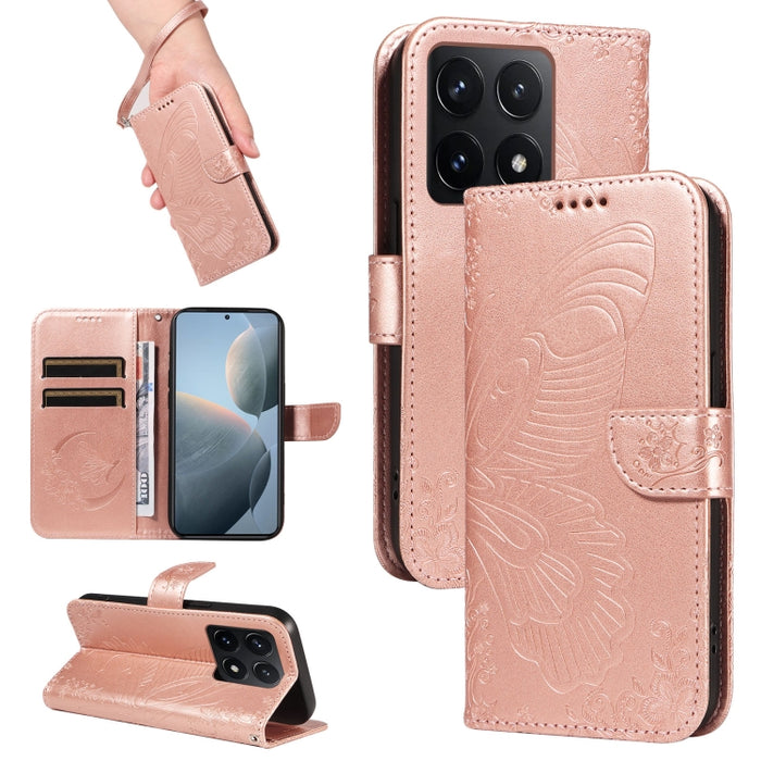 Funda de cuero para teléfono con relieve de mariposa de cola de golondrina, For Xiaomi 17 Max 5G, For Xiaomi 17T Pro 5G Global, For Xiaomi 17T 5G Global, For Xiaomi 17 Pro Max, For Xiaomi 17, For Xiaomi Poco M7 4G 169mm, For Xiaomi Poco M7 4G 171mm    ...