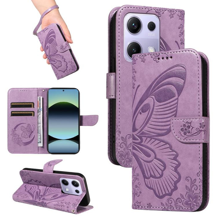 Funda de cuero para teléfono con relieve de mariposa de cola de golondrina, For Xiaomi 17 Max 5G, For Xiaomi 17T Pro 5G Global, For Xiaomi 17T 5G Global, For Xiaomi 17 Pro Max, For Xiaomi 17, For Xiaomi Poco M7 4G 169mm, For Xiaomi Poco M7 4G 171mm    ...