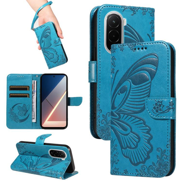 Funda de cuero para teléfono con relieve de mariposa de cola de golondrina, For Xiaomi 17 Max 5G, For Xiaomi 17T Pro 5G Global, For Xiaomi 17T 5G Global, For Xiaomi 17 Pro Max, For Xiaomi 17, For Xiaomi Poco M7 4G 169mm, For Xiaomi Poco M7 4G 171mm    ...