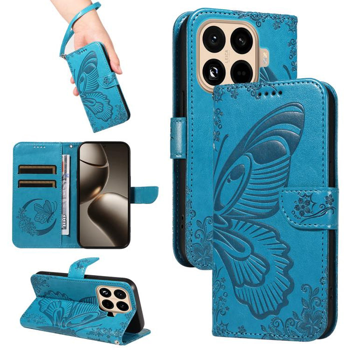 Funda de cuero para teléfono con relieve de mariposa de cola de golondrina, For Xiaomi 17 Max 5G, For Xiaomi 17T Pro 5G Global, For Xiaomi 17T 5G Global, For Xiaomi 17 Pro Max, For Xiaomi 17, For Xiaomi Poco M7 4G 169mm, For Xiaomi Poco M7 4G 171mm    ...