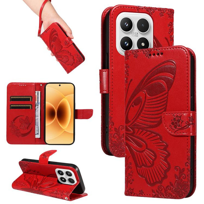 Funda de cuero para teléfono con relieve de mariposa de cola de golondrina, For Xiaomi 17 Max 5G, For Xiaomi 17T Pro 5G Global, For Xiaomi 17T 5G Global, For Xiaomi 17 Pro Max, For Xiaomi 17, For Xiaomi Poco M7 4G 169mm, For Xiaomi Poco M7 4G 171mm    ...
