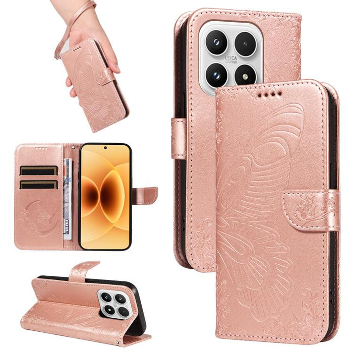 Funda de cuero para teléfono con relieve de mariposa de cola de golondrina, For Xiaomi 17 Max 5G, For Xiaomi 17T Pro 5G Global, For Xiaomi 17T 5G Global, For Xiaomi 17 Pro Max, For Xiaomi 17, For Xiaomi Poco M7 4G 169mm, For Xiaomi Poco M7 4G 171mm    ...