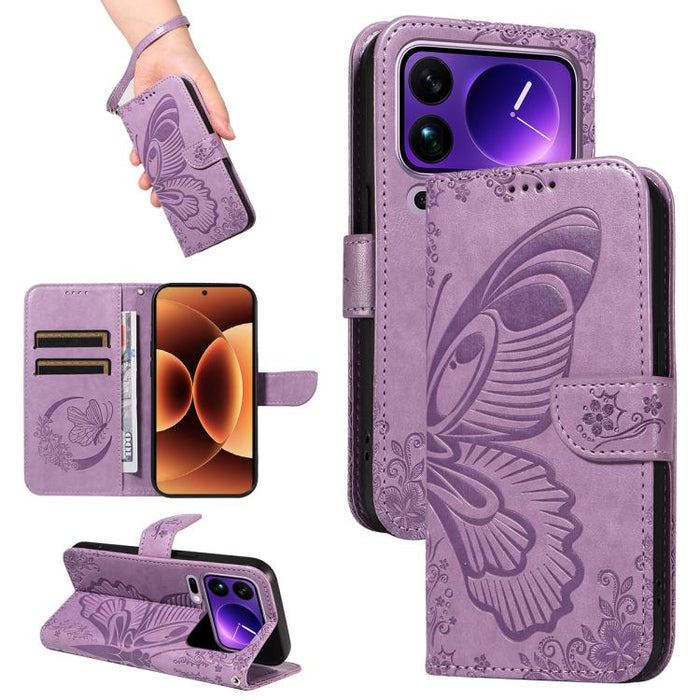 Funda de cuero para teléfono con relieve de mariposa de cola de golondrina, For Xiaomi 17 Max 5G, For Xiaomi 17T Pro 5G Global, For Xiaomi 17T 5G Global, For Xiaomi 17 Pro Max, For Xiaomi 17, For Xiaomi Poco M7 4G 169mm, For Xiaomi Poco M7 4G 171mm    ...