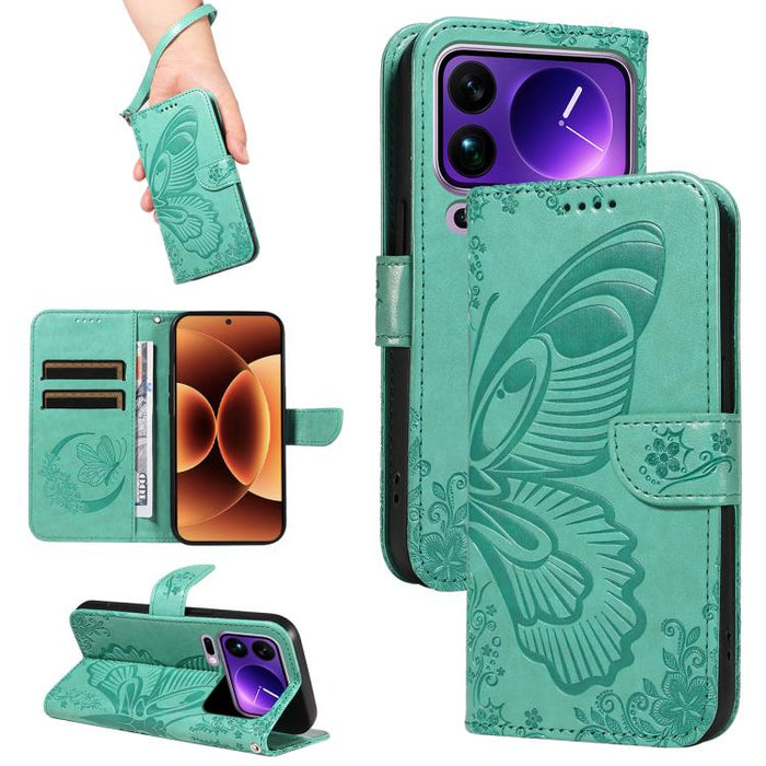 Funda de cuero para teléfono con relieve de mariposa de cola de golondrina, For Xiaomi 17 Max 5G, For Xiaomi 17T Pro 5G Global, For Xiaomi 17T 5G Global, For Xiaomi 17 Pro Max, For Xiaomi 17, For Xiaomi Poco M7 4G 169mm, For Xiaomi Poco M7 4G 171mm    ...