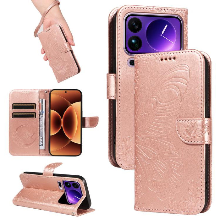 Funda de cuero para teléfono con relieve de mariposa de cola de golondrina, For Xiaomi 17 Max 5G, For Xiaomi 17T Pro 5G Global, For Xiaomi 17T 5G Global, For Xiaomi 17 Pro Max, For Xiaomi 17, For Xiaomi Poco M7 4G 169mm, For Xiaomi Poco M7 4G 171mm    ...