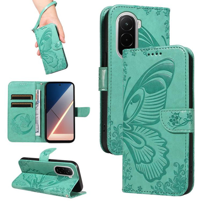 Funda de cuero para teléfono con relieve de mariposa de cola de golondrina, For Xiaomi 17 Max 5G, For Xiaomi 17T Pro 5G Global, For Xiaomi 17T 5G Global, For Xiaomi 17 Pro Max, For Xiaomi 17, For Xiaomi Poco M7 4G 169mm, For Xiaomi Poco M7 4G 171mm    ...