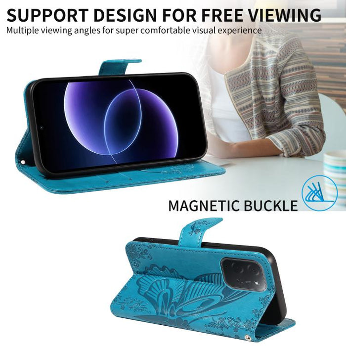 Funda de cuero para teléfono con relieve de mariposa de cola de golondrina, For Xiaomi 17 Max 5G, For Xiaomi 17T Pro 5G Global, For Xiaomi 17T 5G Global, For Xiaomi 17 Pro Max, For Xiaomi 17, For Xiaomi Poco M7 4G 169mm, For Xiaomi Poco M7 4G 171mm    ...