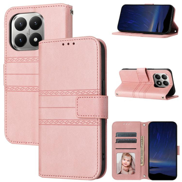 Funda para teléfono de piel sintética con rayas en relieve, For Xiaomi Poco X8 Pro Max 5G, For Xiaomi Poco X8 Pro 5G, For Xiaomi 15T Pro 5G, For Xiaomi 15T 5G, For Xiaomi 14T Pro, For Xiaomi 14T