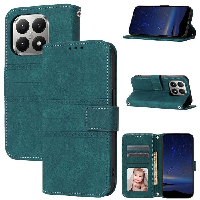 Funda para teléfono de piel sintética con rayas en relieve, For Xiaomi Poco X8 Pro Max 5G, For Xiaomi Poco X8 Pro 5G, For Xiaomi 15T Pro 5G, For Xiaomi 15T 5G, For Xiaomi 14T Pro, For Xiaomi 14T