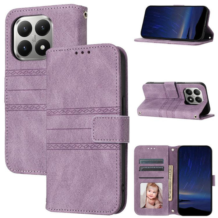 Funda para teléfono de piel sintética con rayas en relieve, For Xiaomi Poco X8 Pro Max 5G, For Xiaomi Poco X8 Pro 5G, For Xiaomi 15T Pro 5G, For Xiaomi 15T 5G, For Xiaomi 14T Pro, For Xiaomi 14T