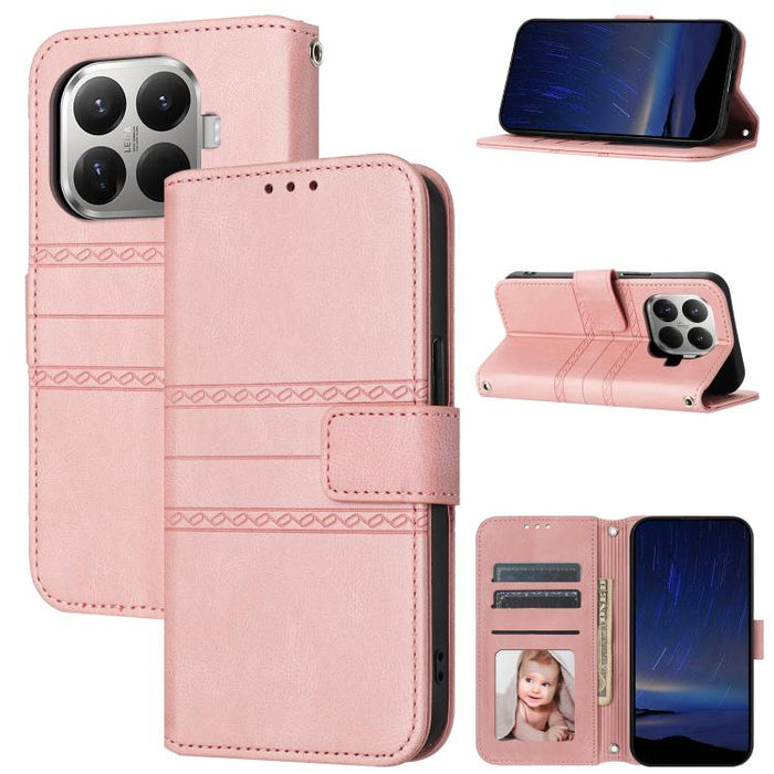 Funda para teléfono de piel sintética con rayas en relieve, For Xiaomi Poco X8 Pro Max 5G, For Xiaomi Poco X8 Pro 5G, For Xiaomi 15T Pro 5G, For Xiaomi 15T 5G, For Xiaomi 14T Pro, For Xiaomi 14T